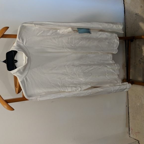 hllard & Hanson Tops - Hillard & Hanson Mock Neck Shirt WHITE Shirt Plus Sizes 1X 2X 3X